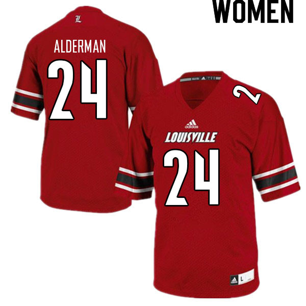 Women #24 Jaylin Alderman Louisville Cardinals College Football Jerseys Sale-Red - Click Image to Close